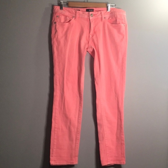 A.n.a jeans women’s size 12P 12 petite fluorescent pink cropped skinny r… - Picture 1 of 9